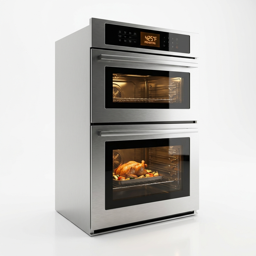 Modern sleek built-in double wall oven